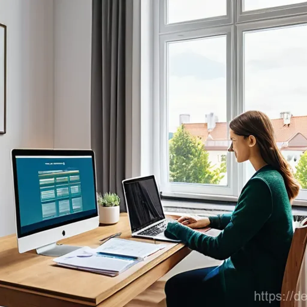 소득 감축 시 대처 방법 - **Financial Clarity at Home:** A brightly lit, modern German apartment living room or home office. A...