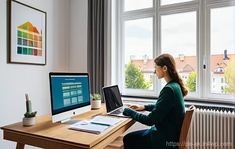 소득 감축 시 대처 방법 - **Financial Clarity at Home:** A brightly lit, modern German apartment living room or home office. A...