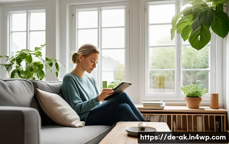 저축의 심리학  왜 저축이 어려운가 - A cozy modern German living room scene with a young adult sitting on a sofa, thoughtfully reviewing ...
